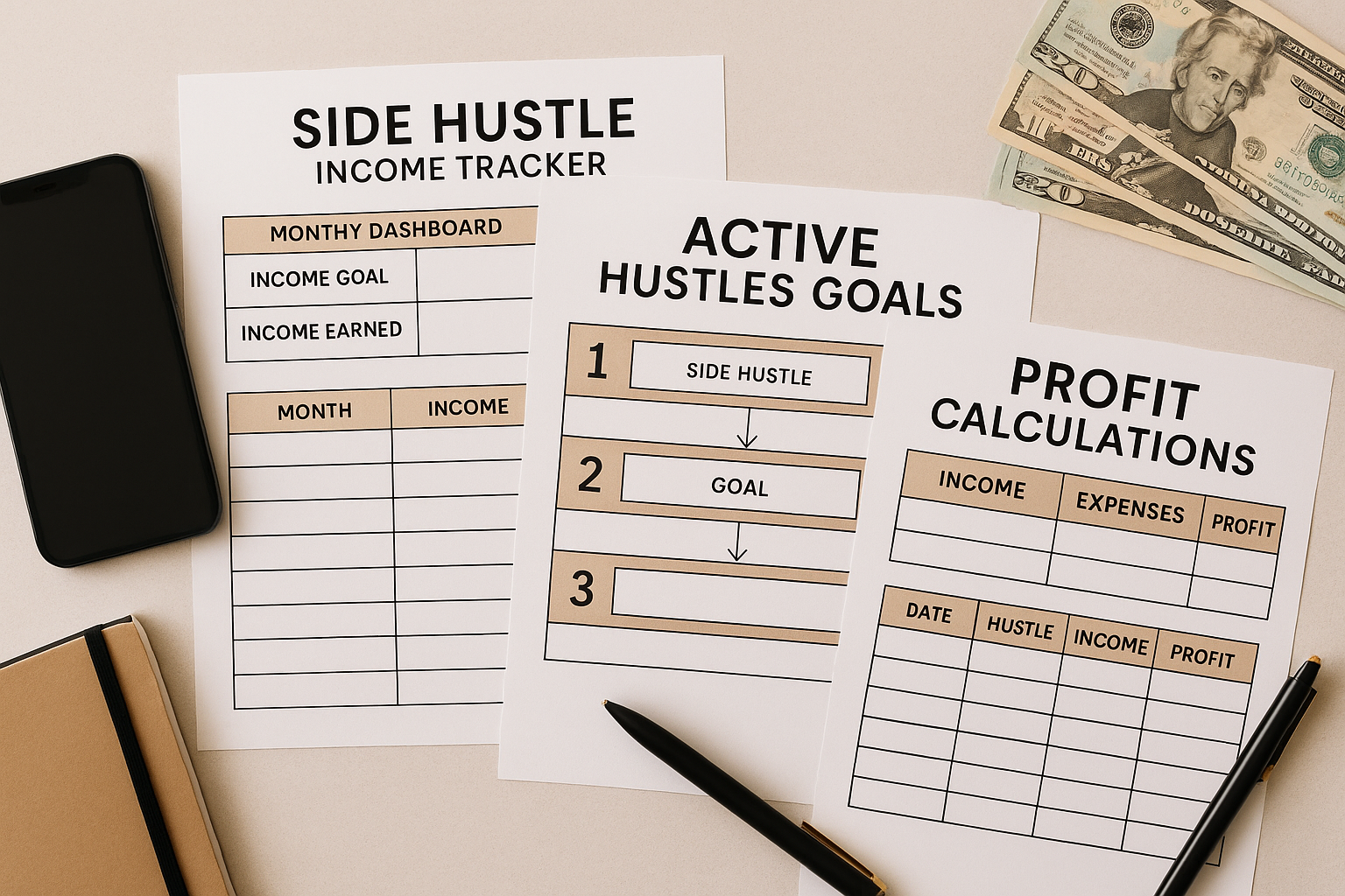 Income Tracker Flat Lay
