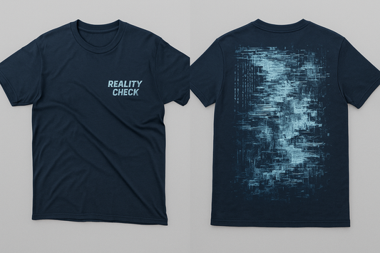 REALITY CHECK t-shirt front and back views